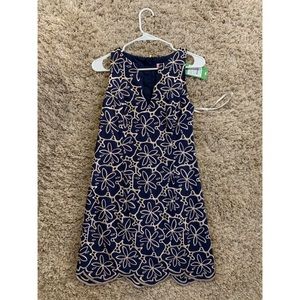 Lilly Pulitzer Navy Metallic Sanddollar Dress NWT